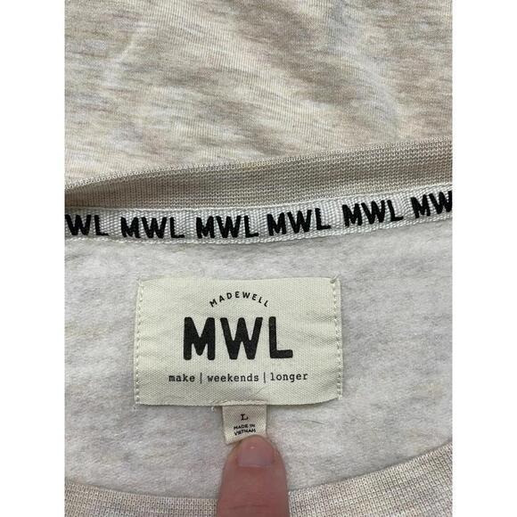 Madewell MWL Superbrushed Pullover Long Sleeve Easygoing Sweatshirt Oatmeal - Picture 8 of 9